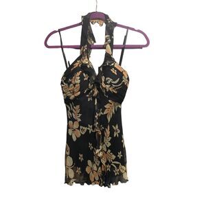 Vintage Spense Womens Y2K Fairy Babydoll Silk Halter Top S Romantic Floral Boho